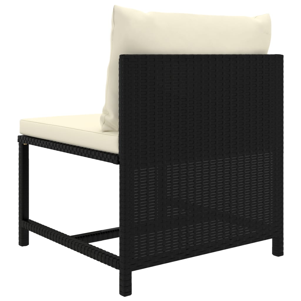 3-tlg. Garten-Lounge-Set mit Kissen Poly Rattan Schwarz