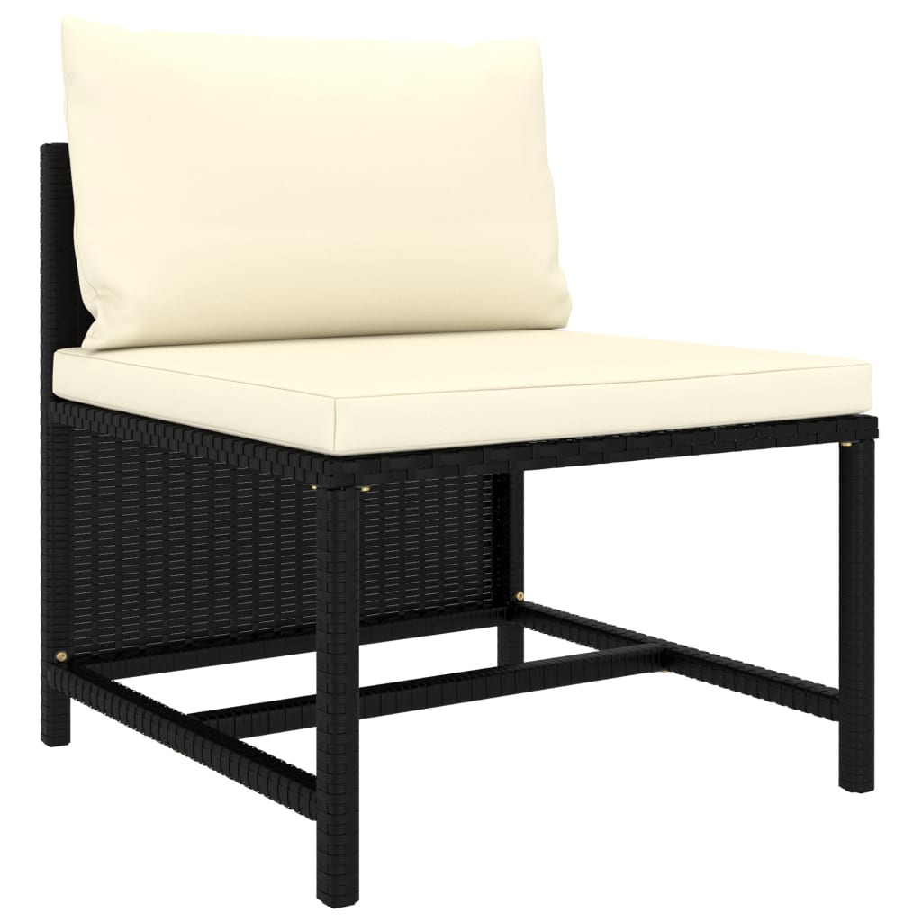 8-piece garden lounge set with cushions poly rattan black