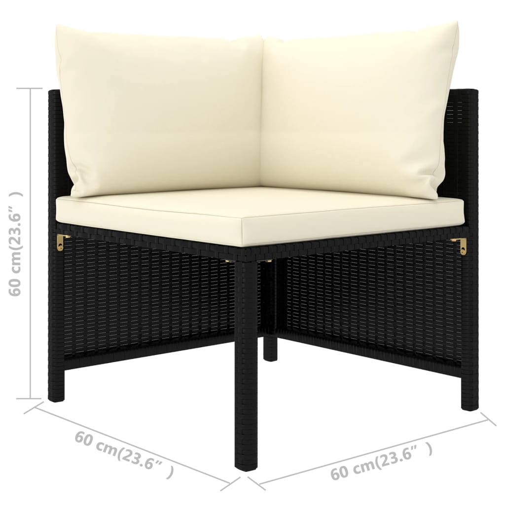 9-tlg. Garten-Lounge-Set mit Kissen Poly Rattan Schwarz