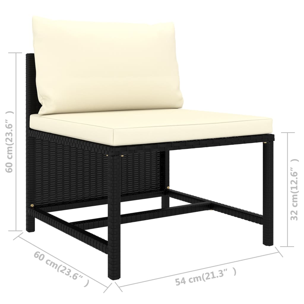 10-tlg. Garten-Lounge-Set mit Kissen Poly Rattan Schwarz