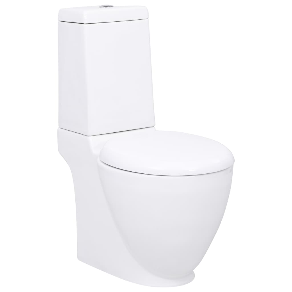 WC Ceramic Toilet Bathroom Round Vertical Outlet White