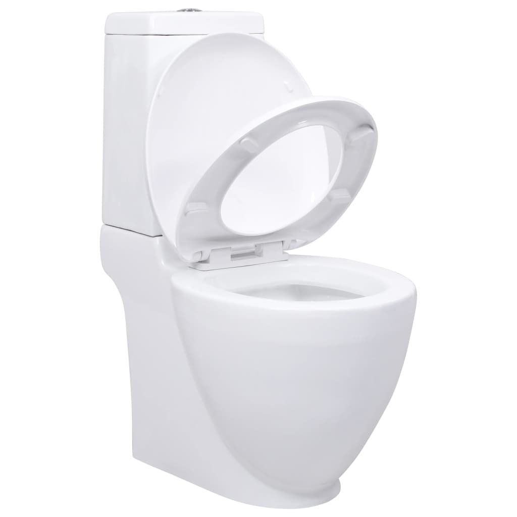 WC Ceramic Toilet Bathroom Round Vertical Outlet White