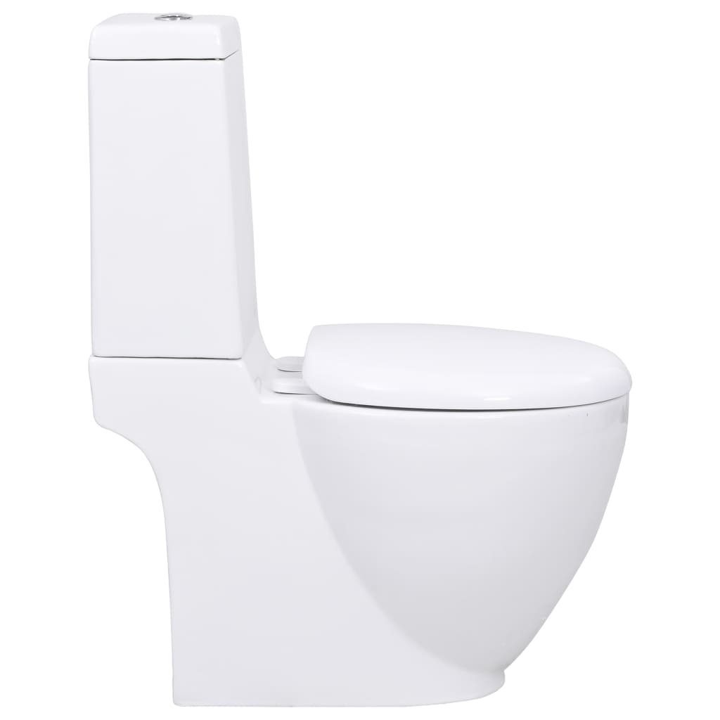 WC Ceramic Toilet Bathroom Round Vertical Outlet White