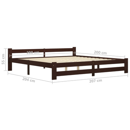 Massivholzbett Dunkelbraun Kiefernholz 200x200 cm