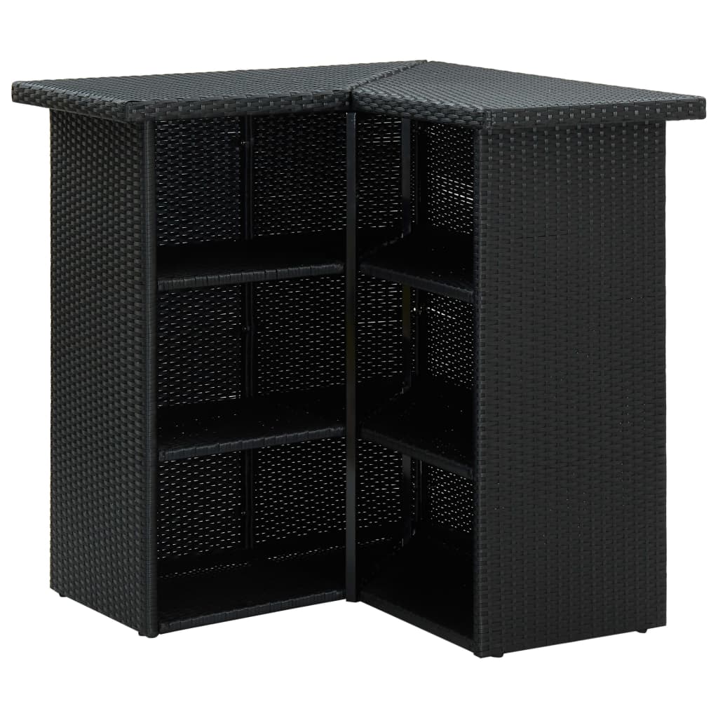 8-tlg. Gartenbar-Set mit Kissen Poly Rattan Schwarz