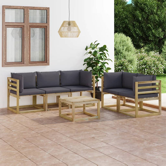 6-tlg. Garten-Lounge-Set mit Anthrazit Kissen