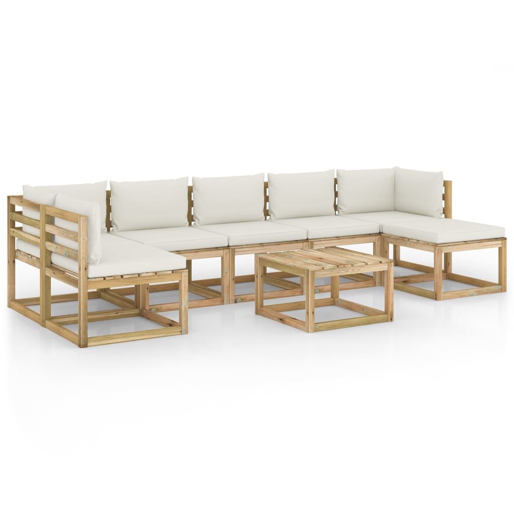 8-piece garden lounge set with cushions Impregnated pinewood