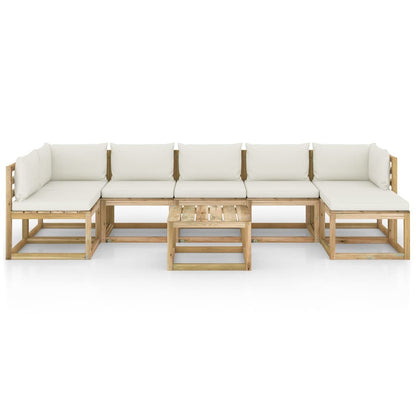 8-piece garden lounge set with cushions Impregnated pinewood