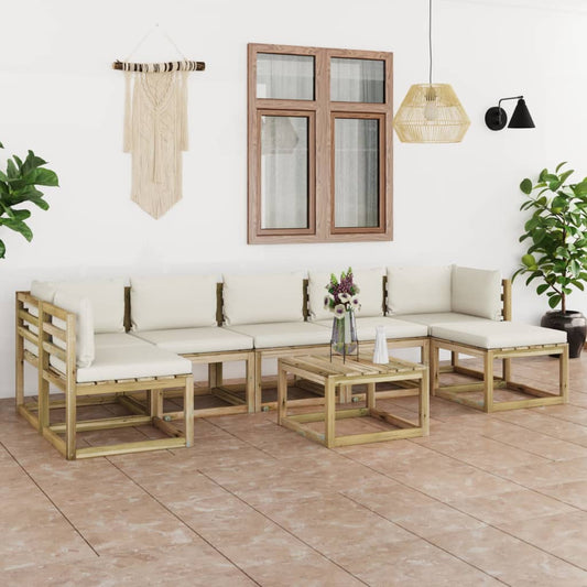 8-piece garden lounge set with cushions Impregnated pinewood