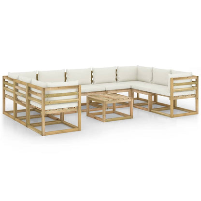 10-piece garden lounge set with cushions Impregnated pinewood