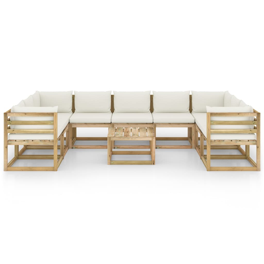 10-piece garden lounge set with cushions Impregnated pinewood