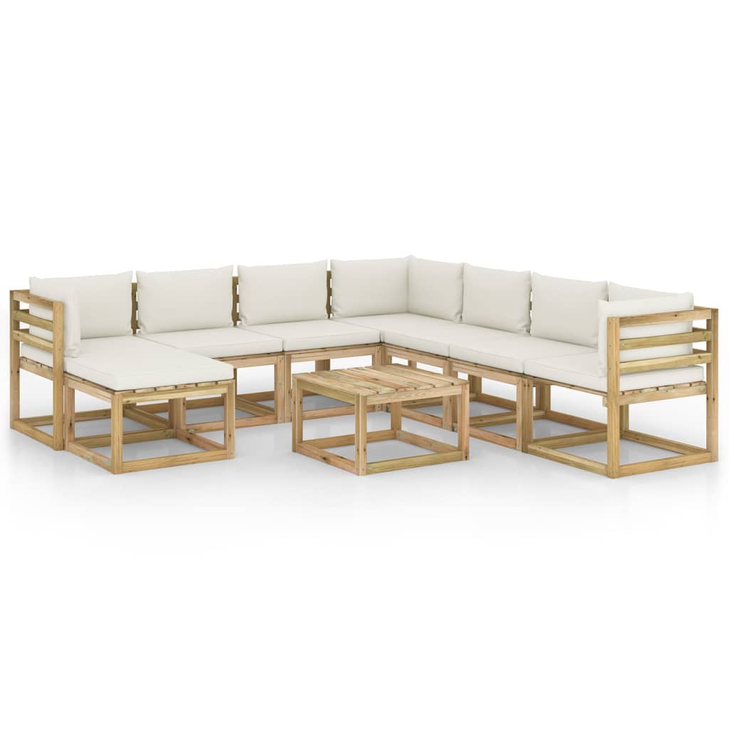 9-tlg. Garten-Lounge-Set mit Kissen Imprägniertes Kiefernholz