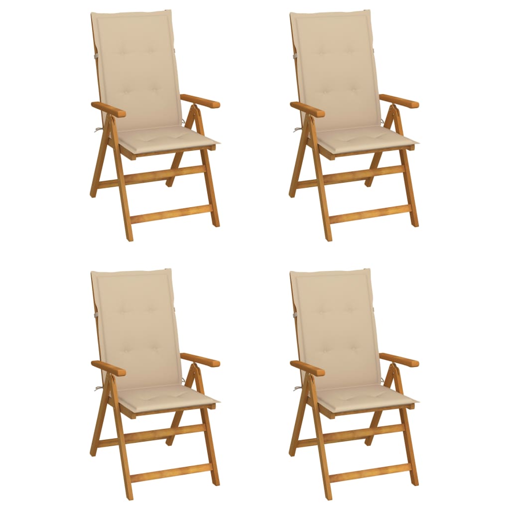 High back adjustable 4 pieces with cushions solid wood acacia