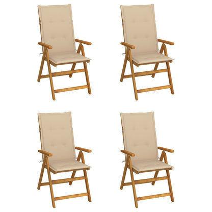 High back adjustable 4 pieces with cushions solid wood acacia