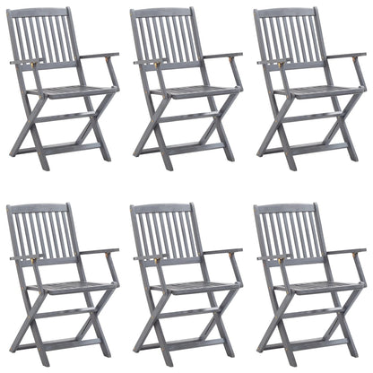 Folding garden chairs 6 pcs with seat cushions solid wood acacia