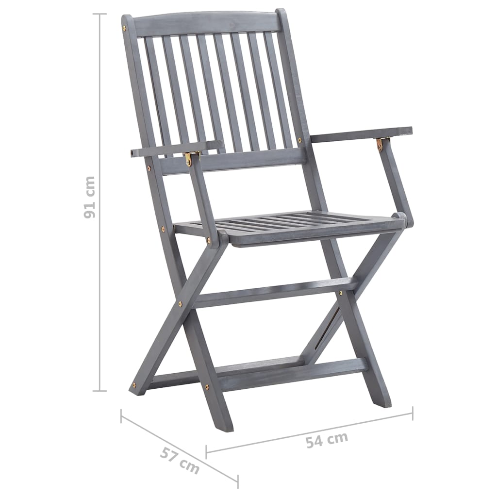 Folding garden chairs 6 pcs with seat cushions solid wood acacia