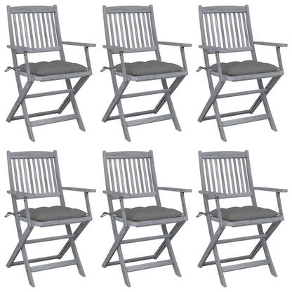 Folding garden chairs 6 pcs with cushions solid wood acacia