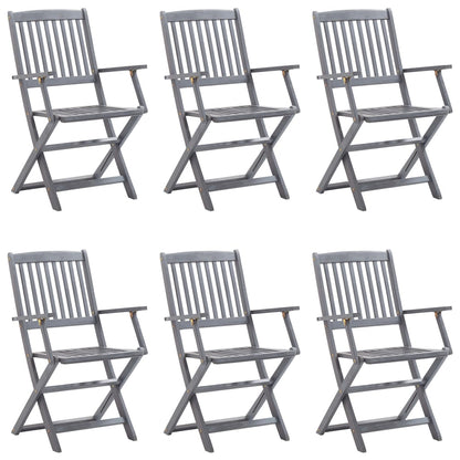 Folding garden chairs 6 pcs with cushions solid wood acacia