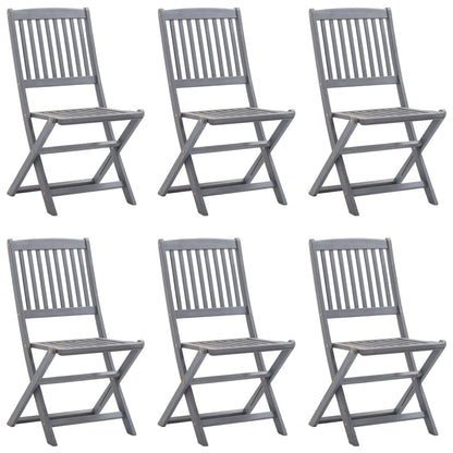 Folding garden chairs 6 pcs with seat cushions solid wood acacia