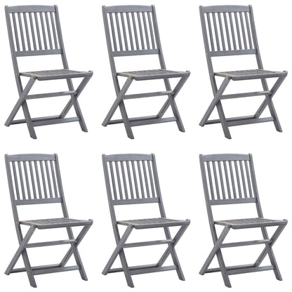 Folding garden chairs 6 pcs with seat cushions solid wood acacia