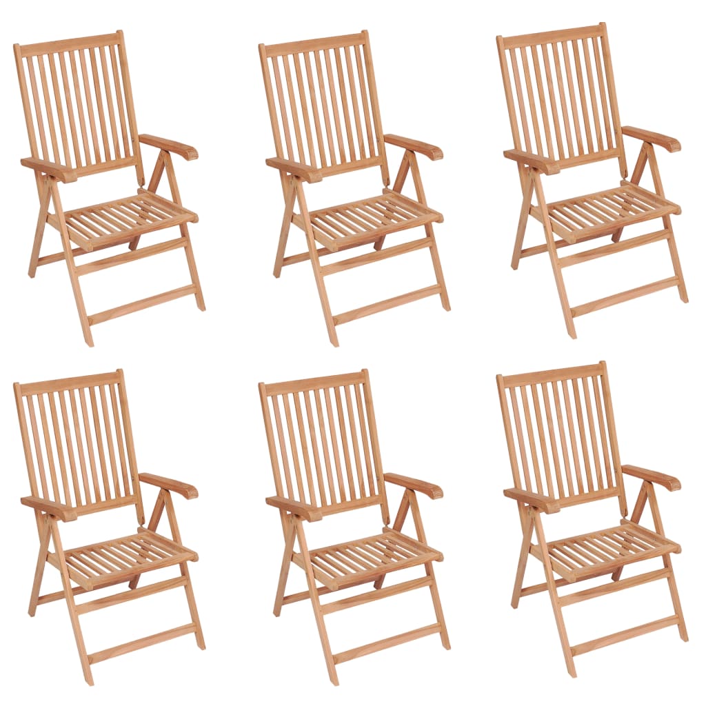 Adjustable garden chairs 6 pcs. Solid teak wood