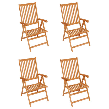 Garden chairs 4 pcs with beige cushions solid teak wood