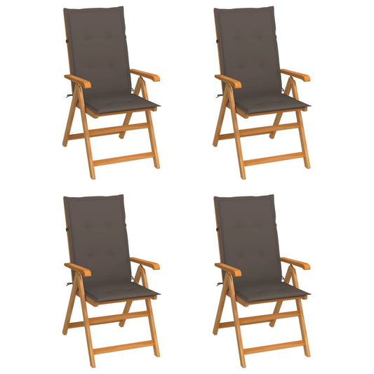 Garden chairs 4 pcs with taupe cushions solid teak wood