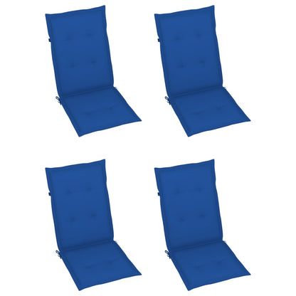 Garden chairs 4 pcs with royal blue cushions solid teak wood