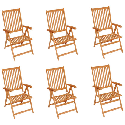 Garden chairs 6 pcs with cream cushion solid teak wood