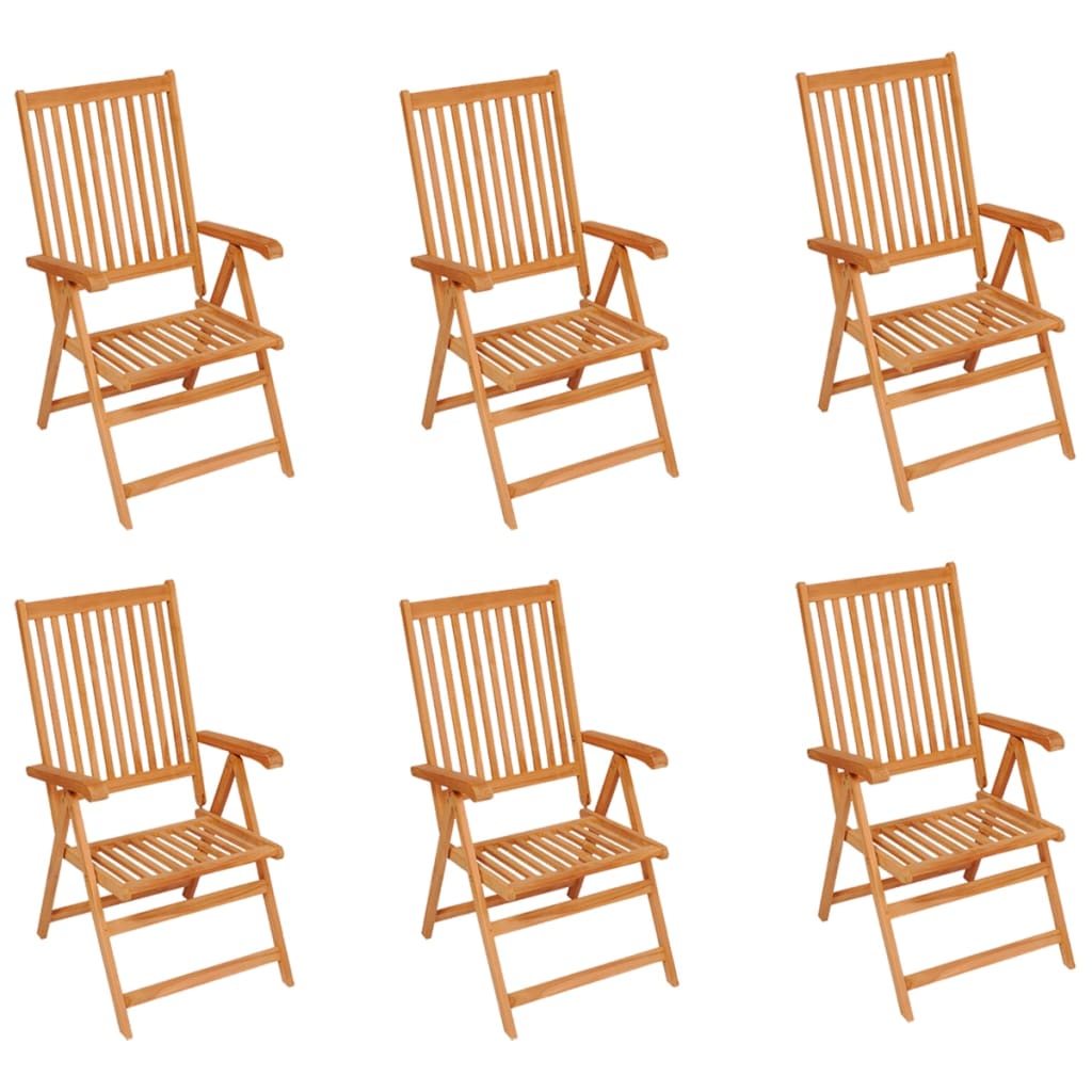 Garden chairs 6 pcs with beige cushions solid teak wood