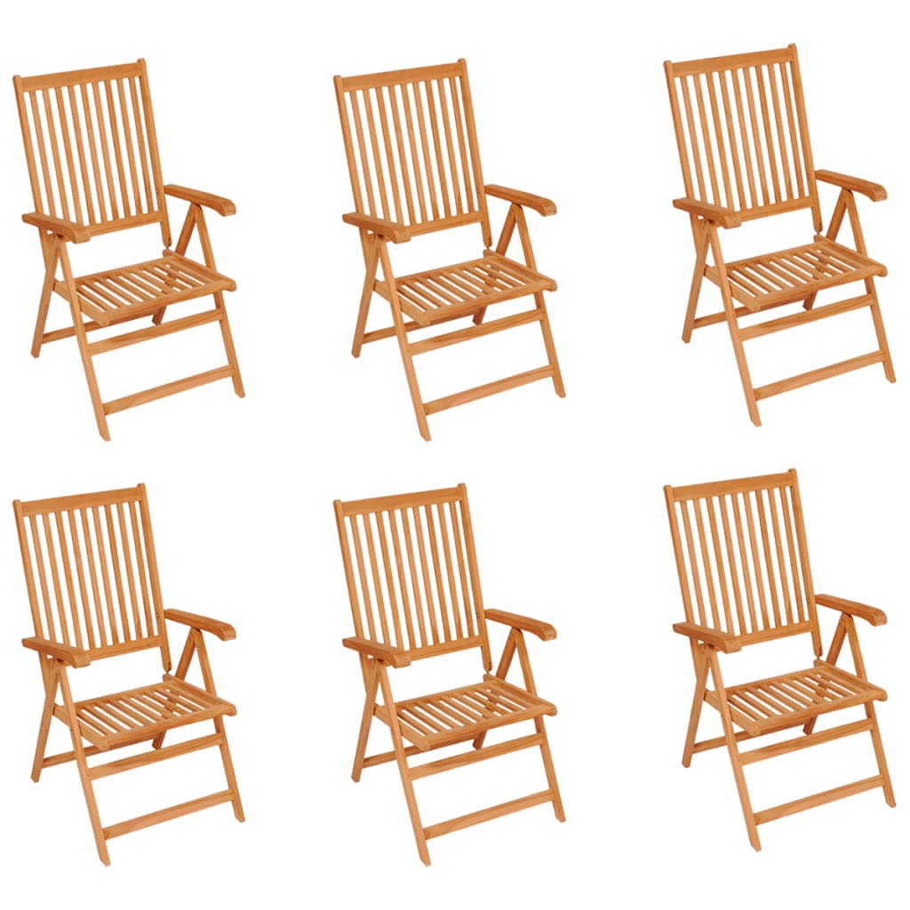 Garden chairs 6 pcs with taupe cushions solid teak wood