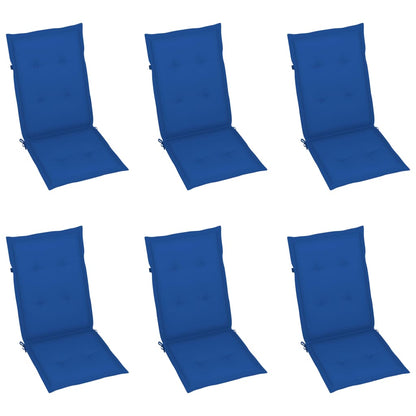 Garden chairs 6 pcs with royal blue cushions solid teak wood