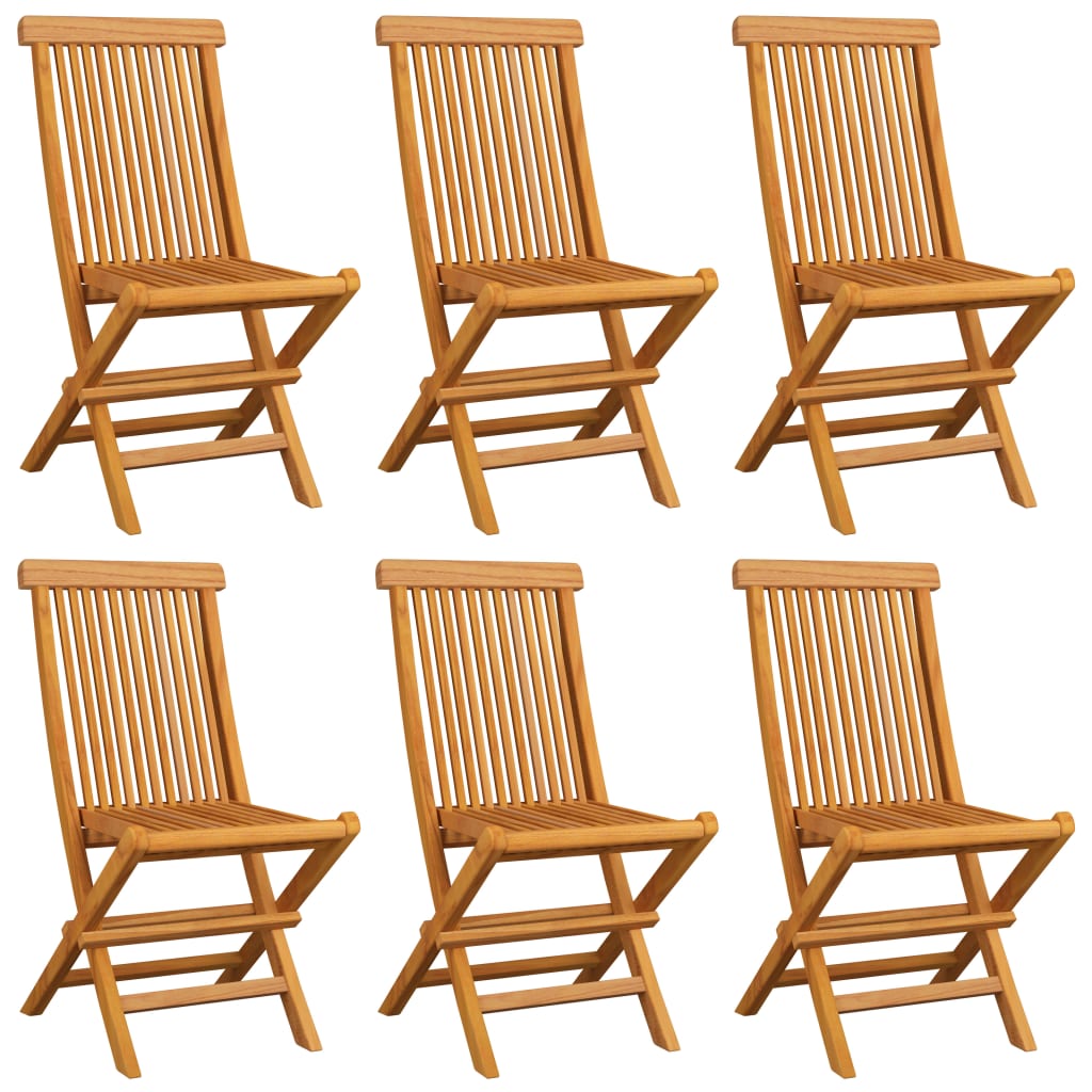 Garden chairs with anthracite cushions 6 pcs. Solid teak wood