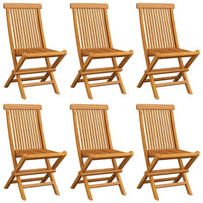 Garden chairs with anthracite cushions 6 pcs. Solid teak wood