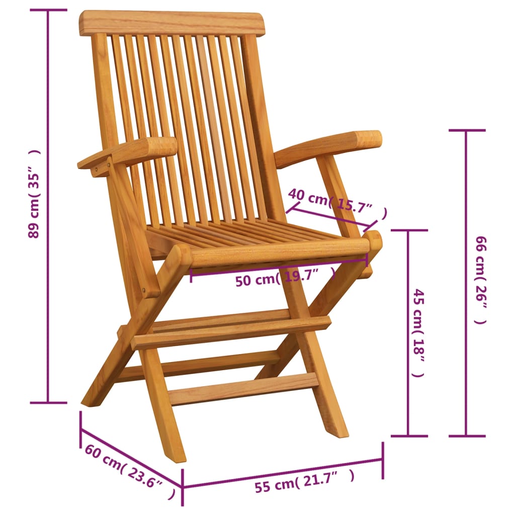 Gartenstühle mit Creme Kissen 4 Stk. Massivholz Teak