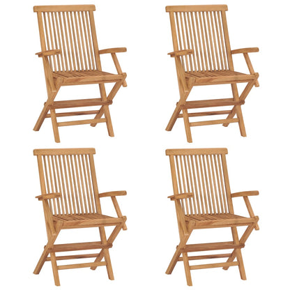 Garden chairs with beige cushions 4 pcs. Solid teak wood