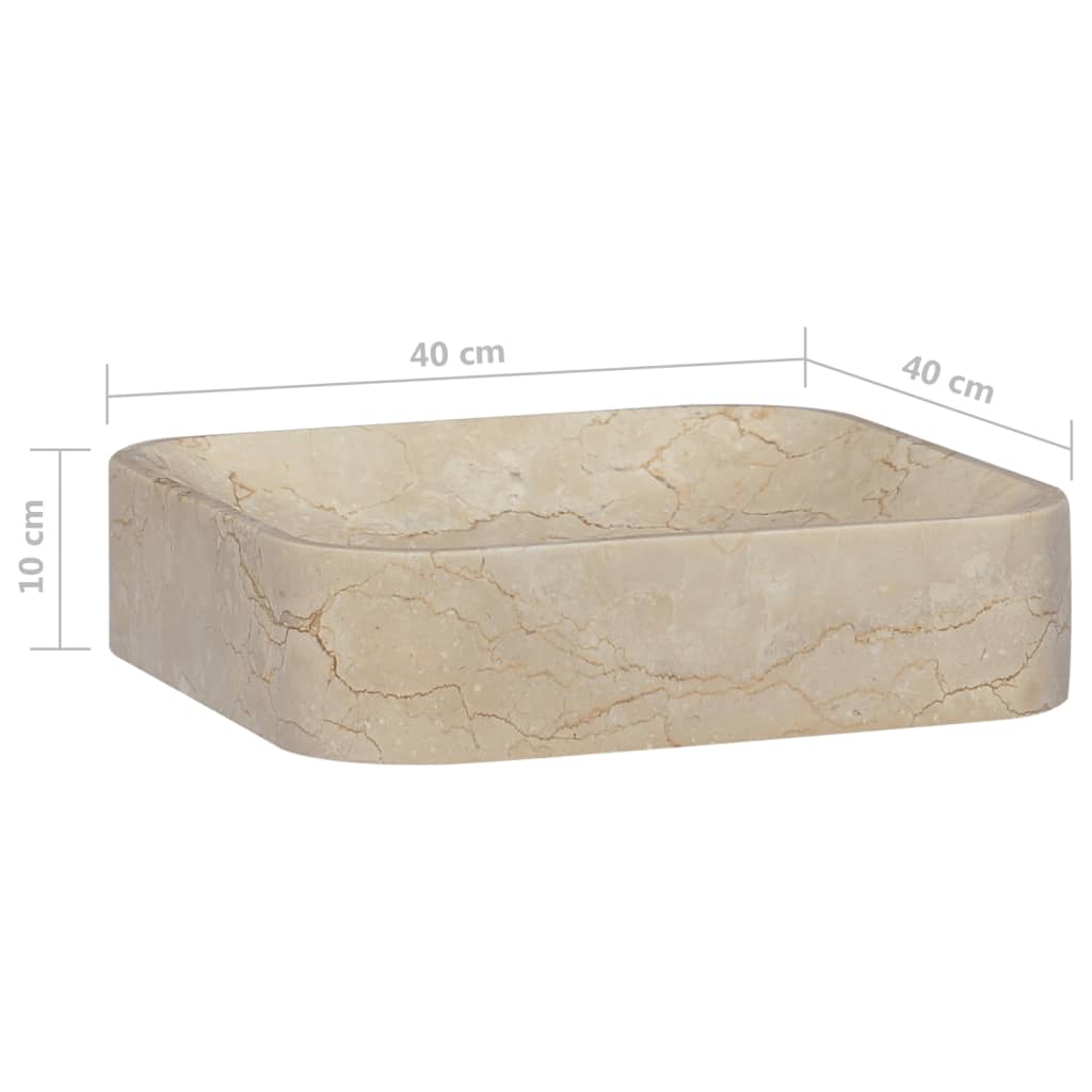 Waschbecken Creme 40x40x10 cm Marmor