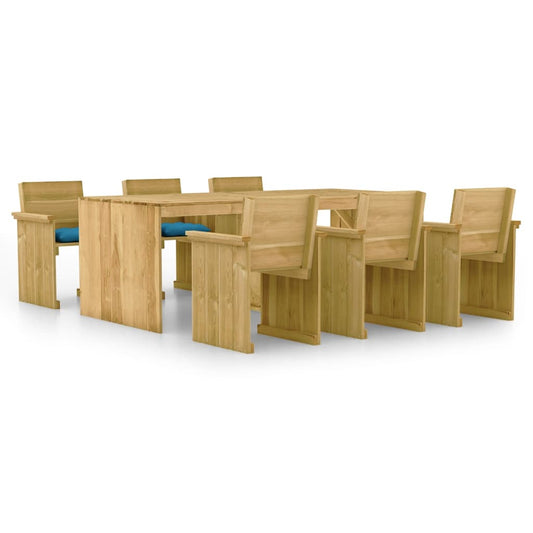 7-piece garden dining set with cushions Impregnated pinewood