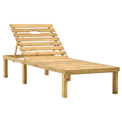 Garden sun lounger with table and cushion pine impregnated