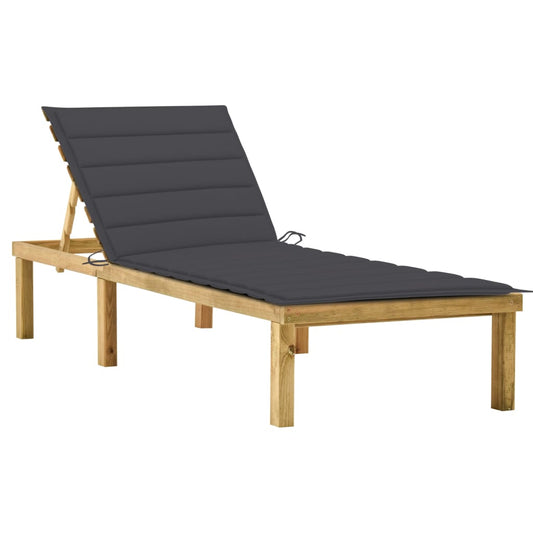 Sun lounger with anthracite cushion Impregnated pinewood