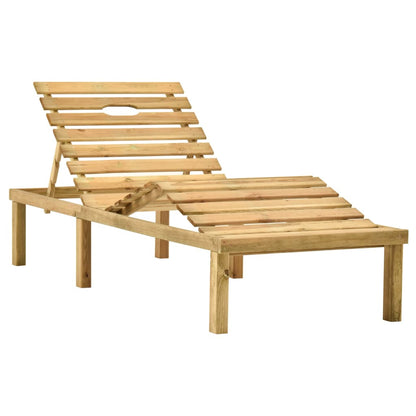 Garden sun lounger with table and cushion pine impregnated