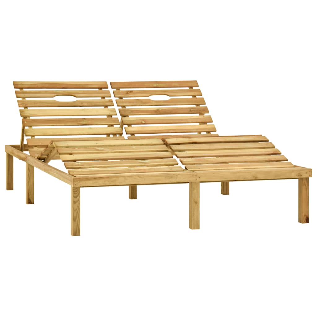 Double sun lounger with royal blue cushions impregnated pine