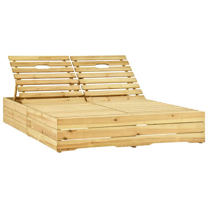 Double sun lounger with black cushions impregnated pine