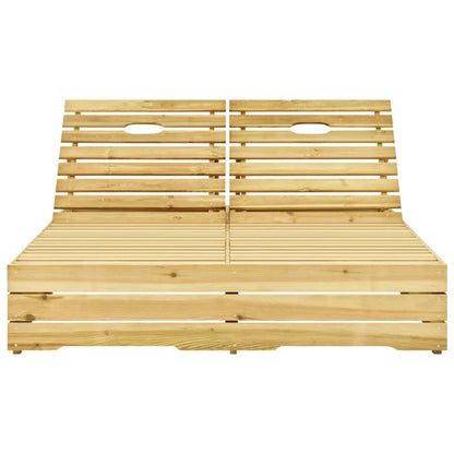 Double sun lounger with black cushions impregnated pine