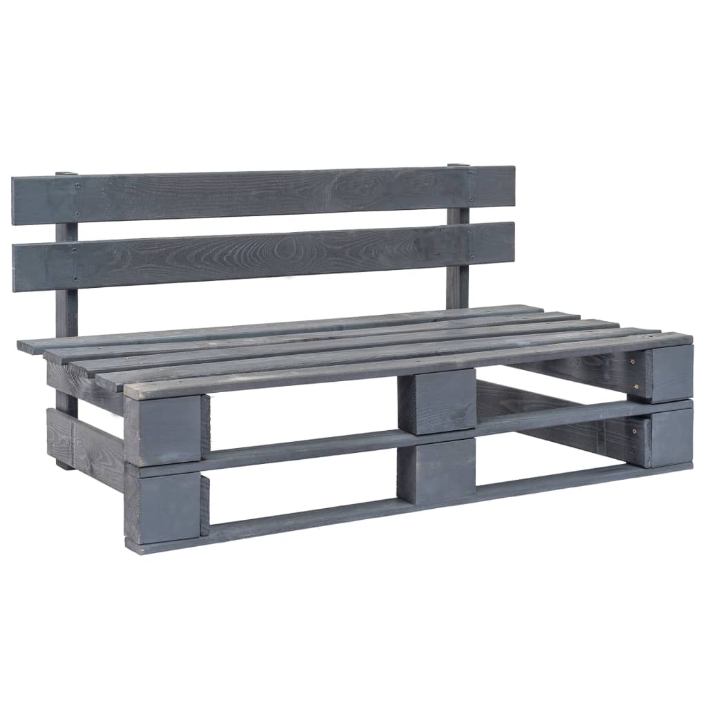 Outdoor Middle Sofa Pallets Impregnated Pinewood Grey