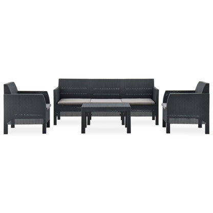 4-piece garden lounge set with cushions PP rattan anthracite