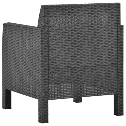 4-piece garden lounge set with cushions PP rattan anthracite