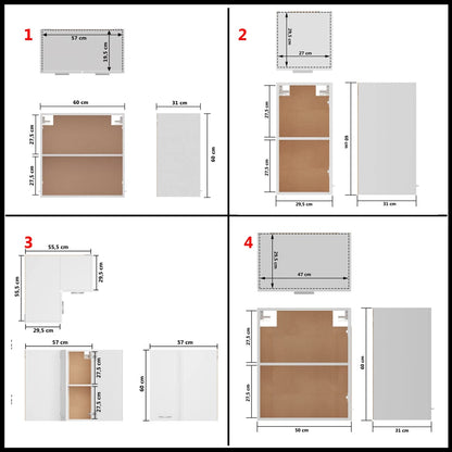 14-tlg. Küchenzeile Weiß Holzwerkstoff