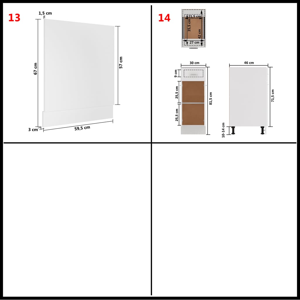 14-tlg. Küchenzeile Weiß Holzwerkstoff