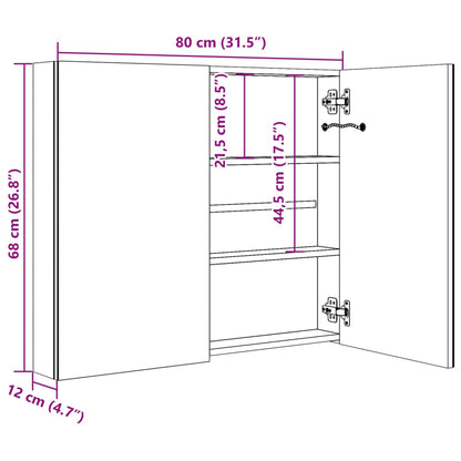 LED-Spiegelschrank fürs Bad Glänzend Grau 80x12x68 cm